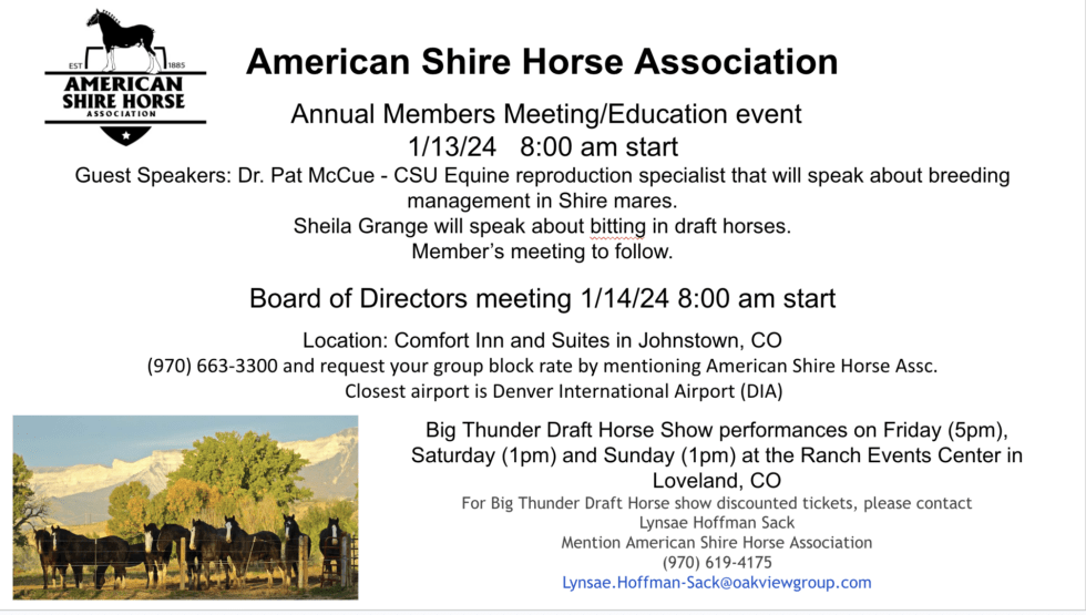 ASHA Annual Meeting American Shire Horse Association