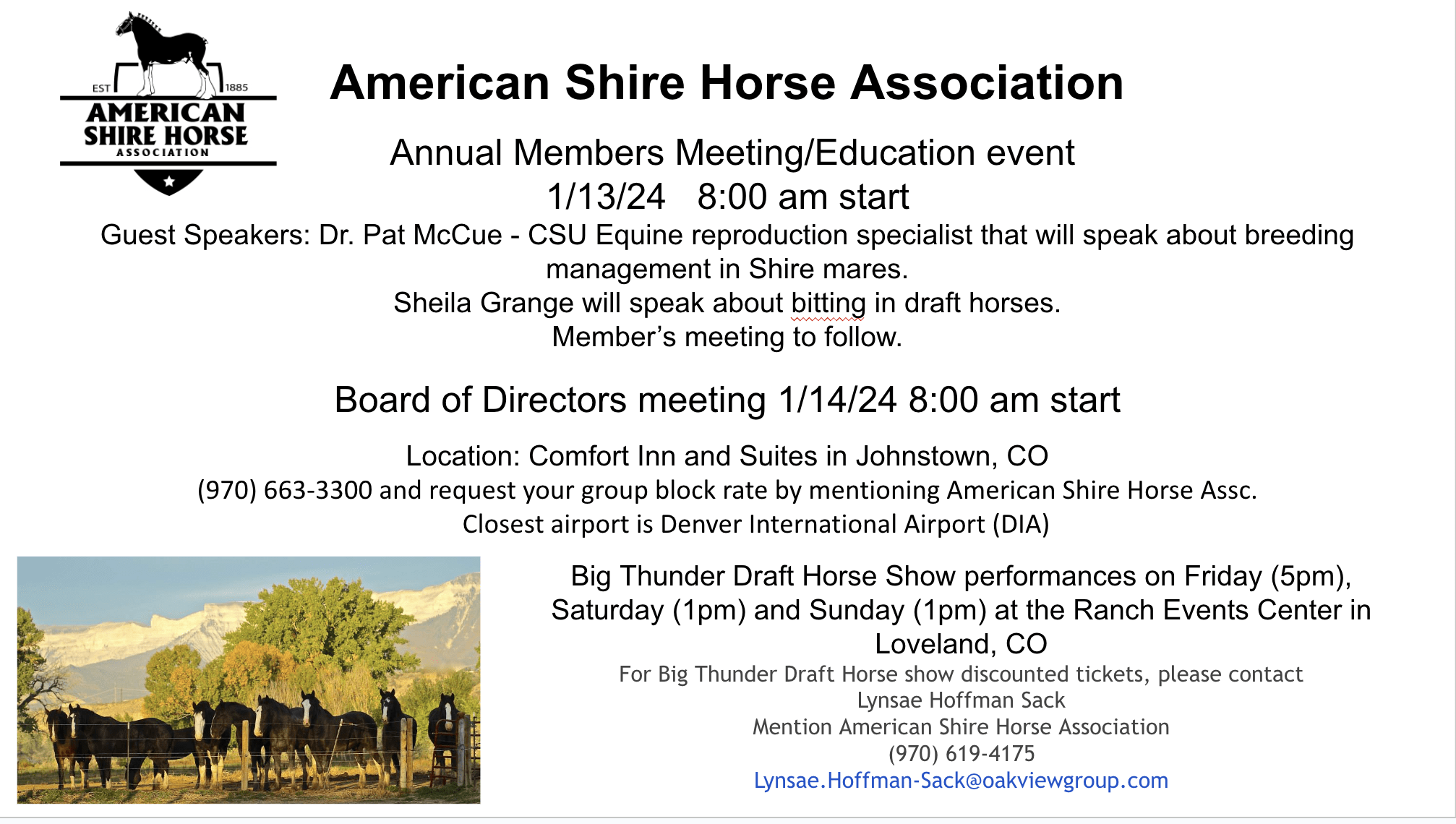 ASHA Annual Meeting American Shire Horse Association